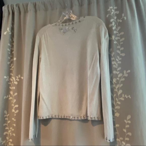 Vintage Look Easel Hand Beaded Cashmere Silk Cotton  Fancy Dressy Sweater Size L - Picture 4 of 10
